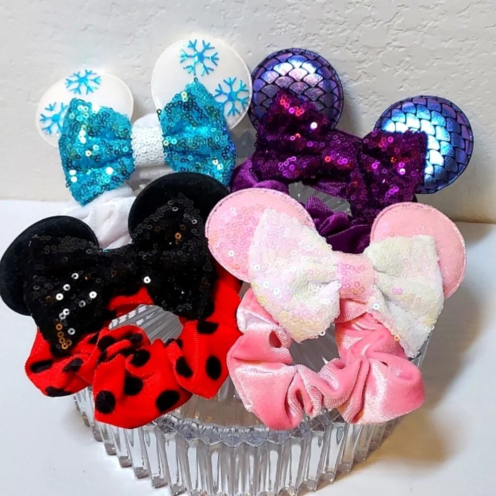 Hair Ties - Sequins - Mini Mouse Ears 4-bundle